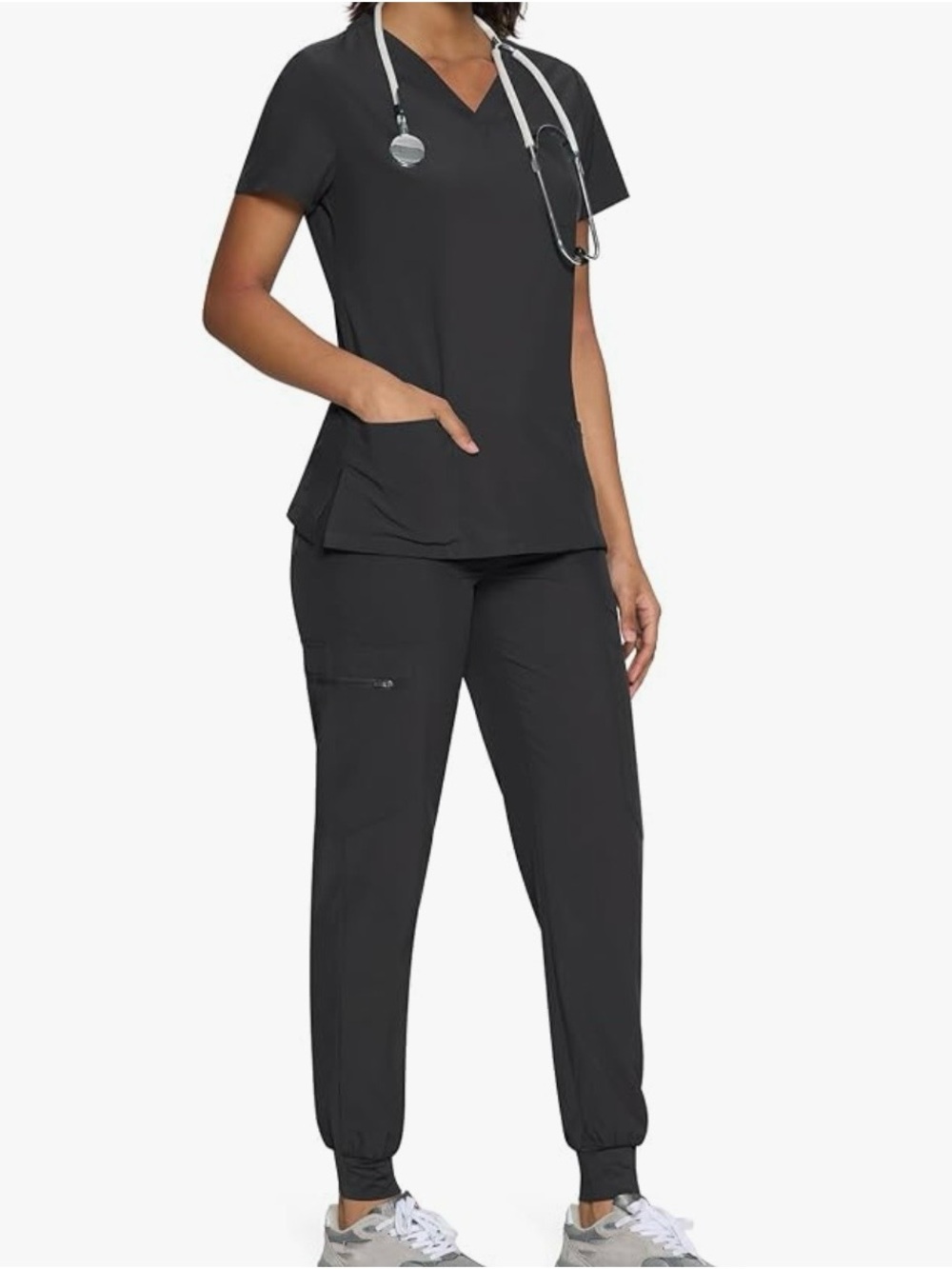 SewKind Women's Gray Medical Scrub Jogger Set